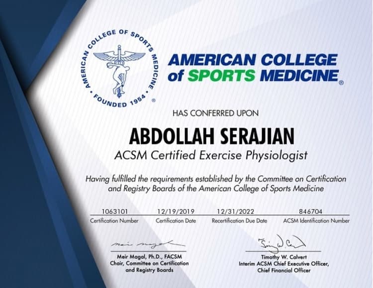 ACSM Certificate