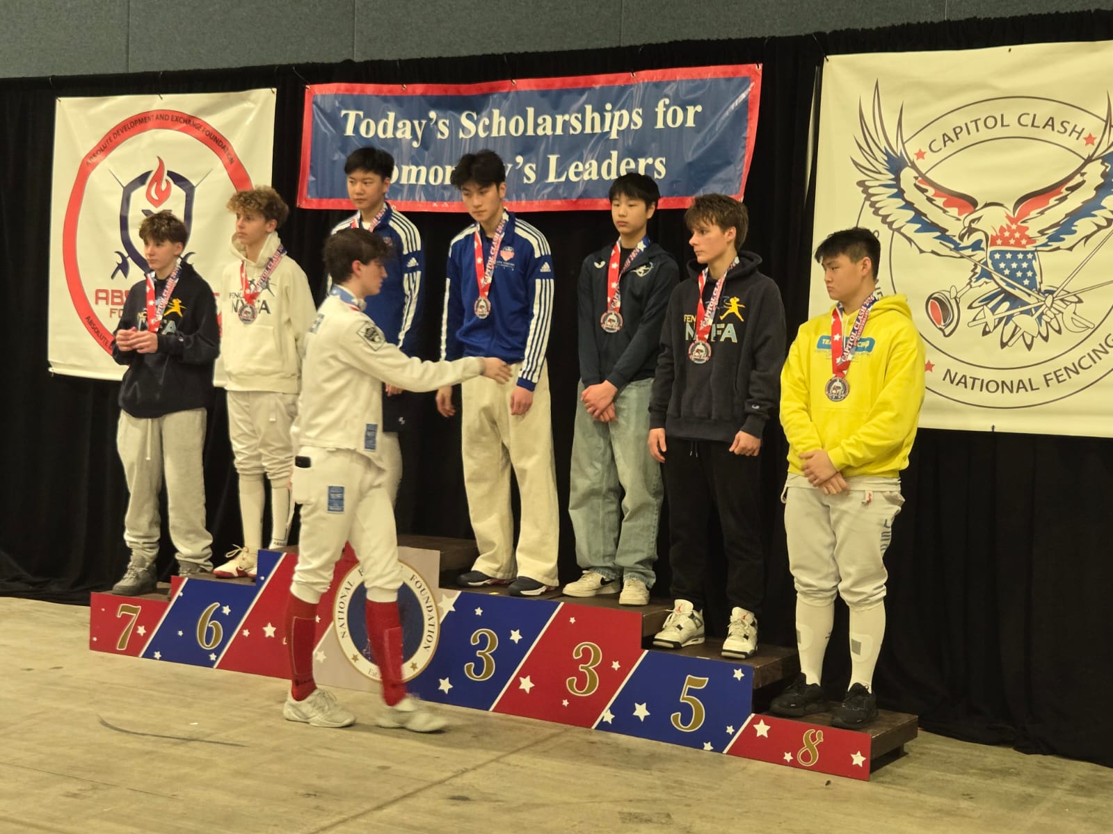 Cameron Saunier on the Cadet Men's Épée podium at the Capitol Clash SYC/RCC